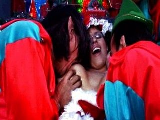 Santa's horny elves take care off his busty wife