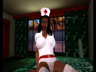 3d cartoon ebony busty nurse part 1