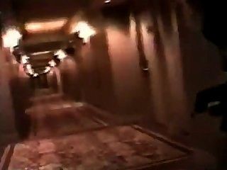 Guy surprises his buddy with a sexy horny amateur hooker babe to fuck him on camera in public hotel hallway