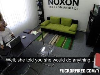 Horny blonde secretary fucks her boss in the office part 1