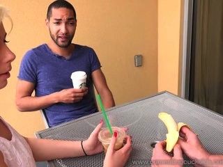 Blonde Wife Creampied By Black Cock and Husband Eats It part 1