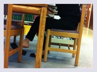 Candid asian library shoeplay feet dangling flats pt 2 995