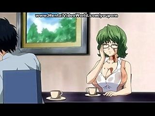 Tit job from greenhaired hentai beauty