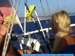 Stunning blonde fucked on a boat