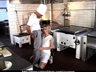 Cute Blonde fucked by Kitchen Chef
