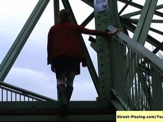 Pissing On Bridge Stairs  In Public
