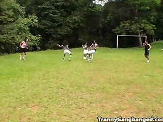 Tranny Soccer Team Fucking Referee