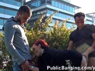 Public Sex Threesome By An Office Building PART 2