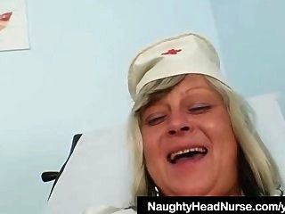 Filthy nurse milf Nada fucks herself
