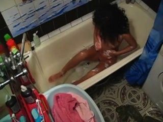 Sister voyeured as she masturbates in the bath