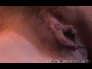 Hot Coed Masturbates her Hairy Pussy with Big Lips to Orgasm Doggystyle