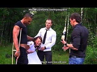 The groom the bride fucked hard in the woods
