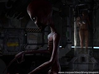 Blonde chick fucked hard by an alien