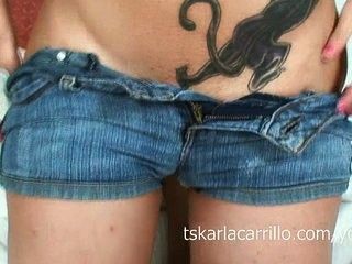 Karla Carrillios ass in jean shorts